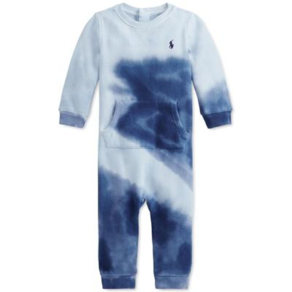 Polo by Ralph Lauren Blue Tie-Dye Long-Sleeve One-Piece Bodysuit